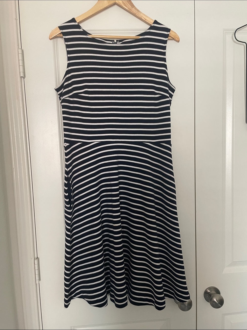 Talbots Navy and White Cotton Costal Dress M